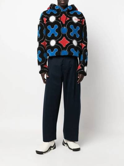 CHARLES JEFFREY LOVERBOY pattern-print cropped fleece hoodie outlook