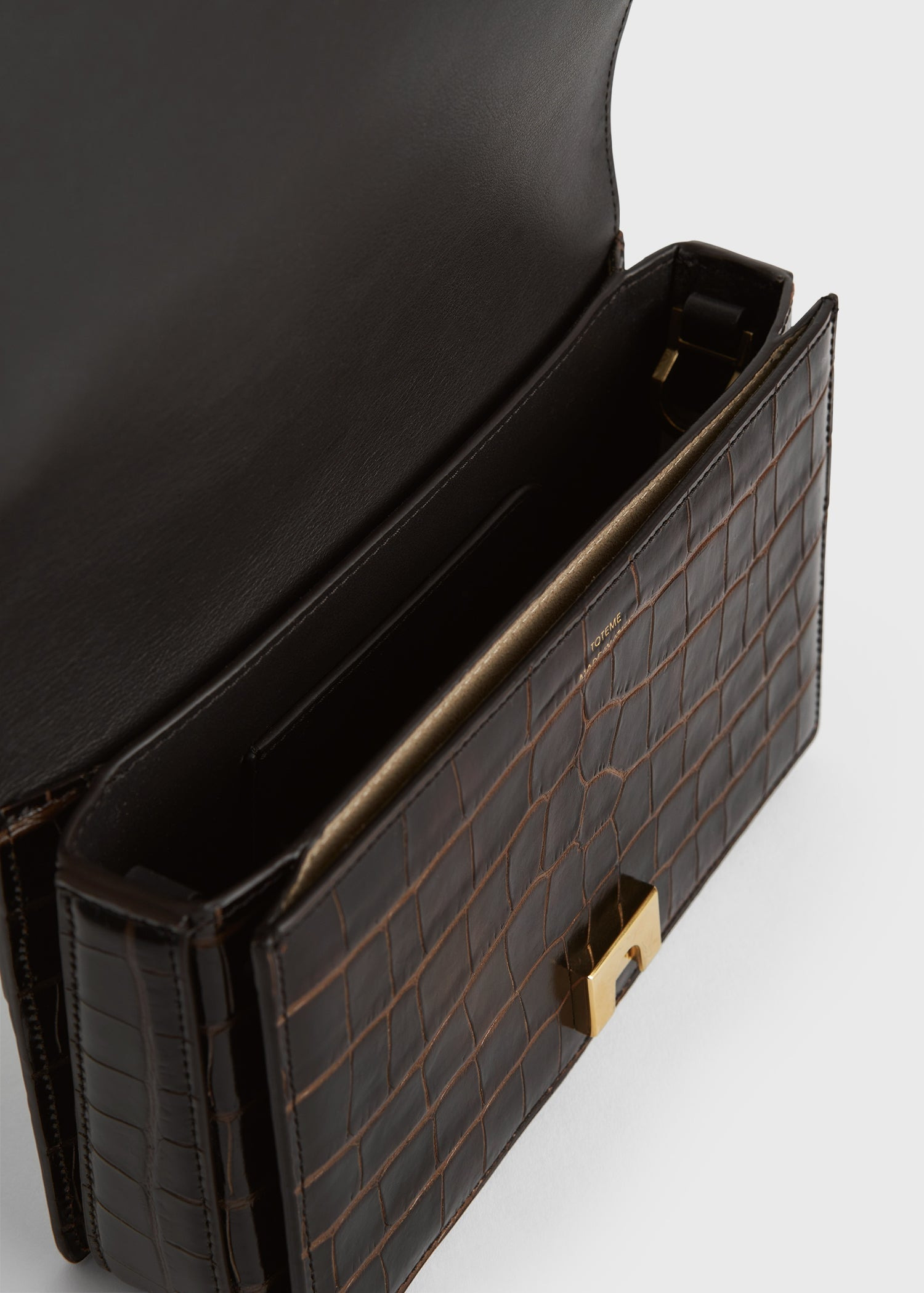 Mini T-Flap croco-embossed bag dark brown - 9