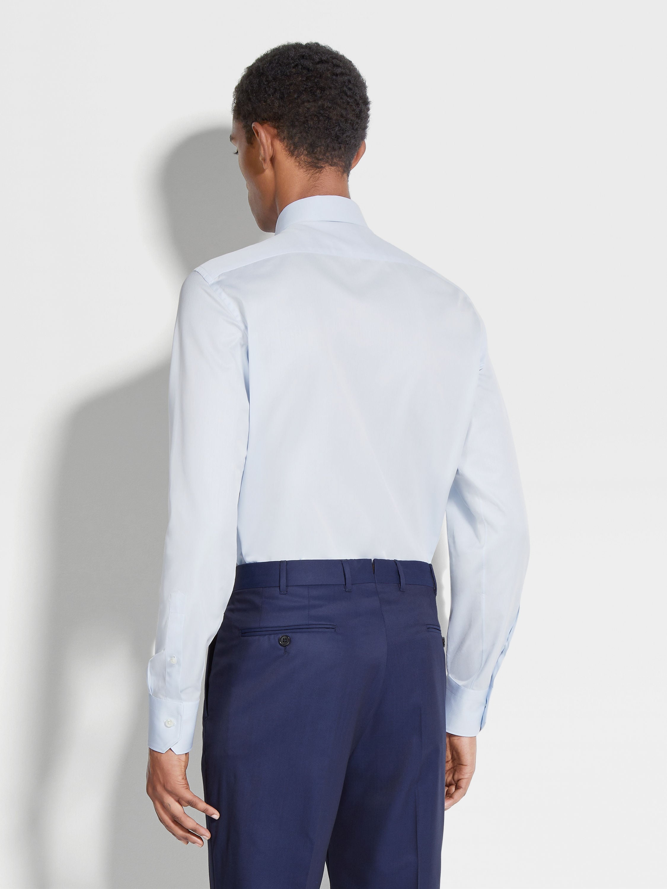 LIGHT BLUE MICRO-STRIPED TRECAPI COTTON SHIRT - 4