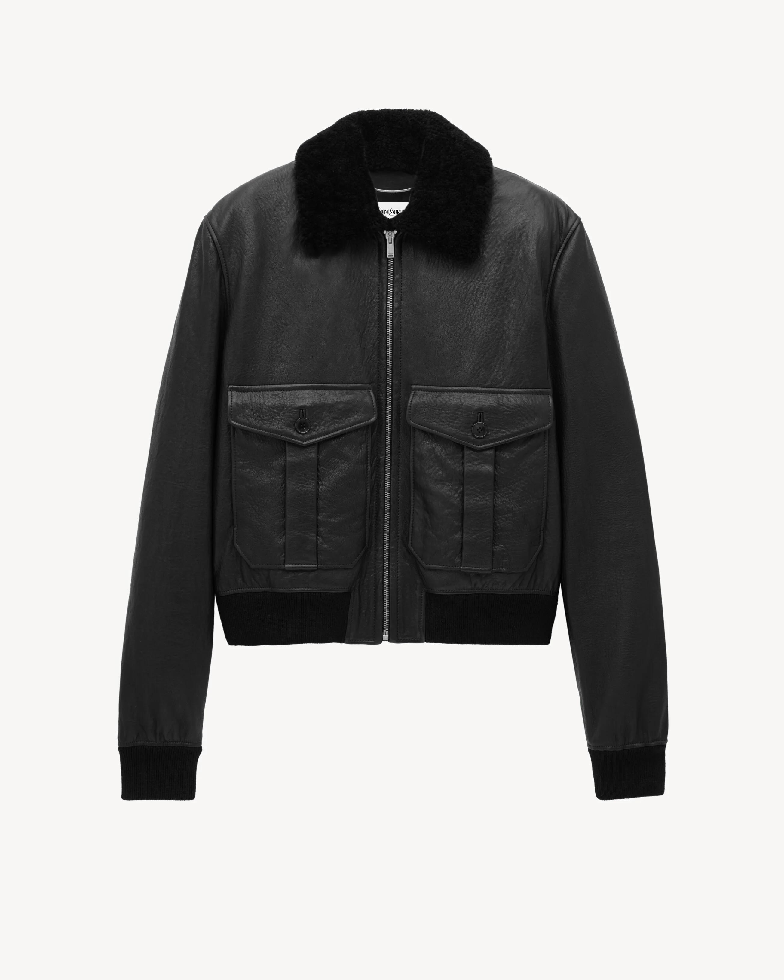BOMBER JACKET IN BUBBLED LAMBSKIN AND SHEARLING - 1