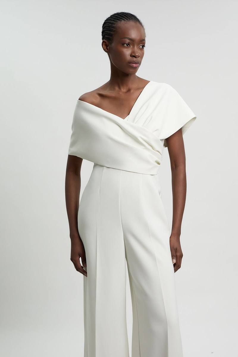 KAREN MILLEN Compact Viscose Stretch Tailored Off Shoulder Jumpsuit outlook