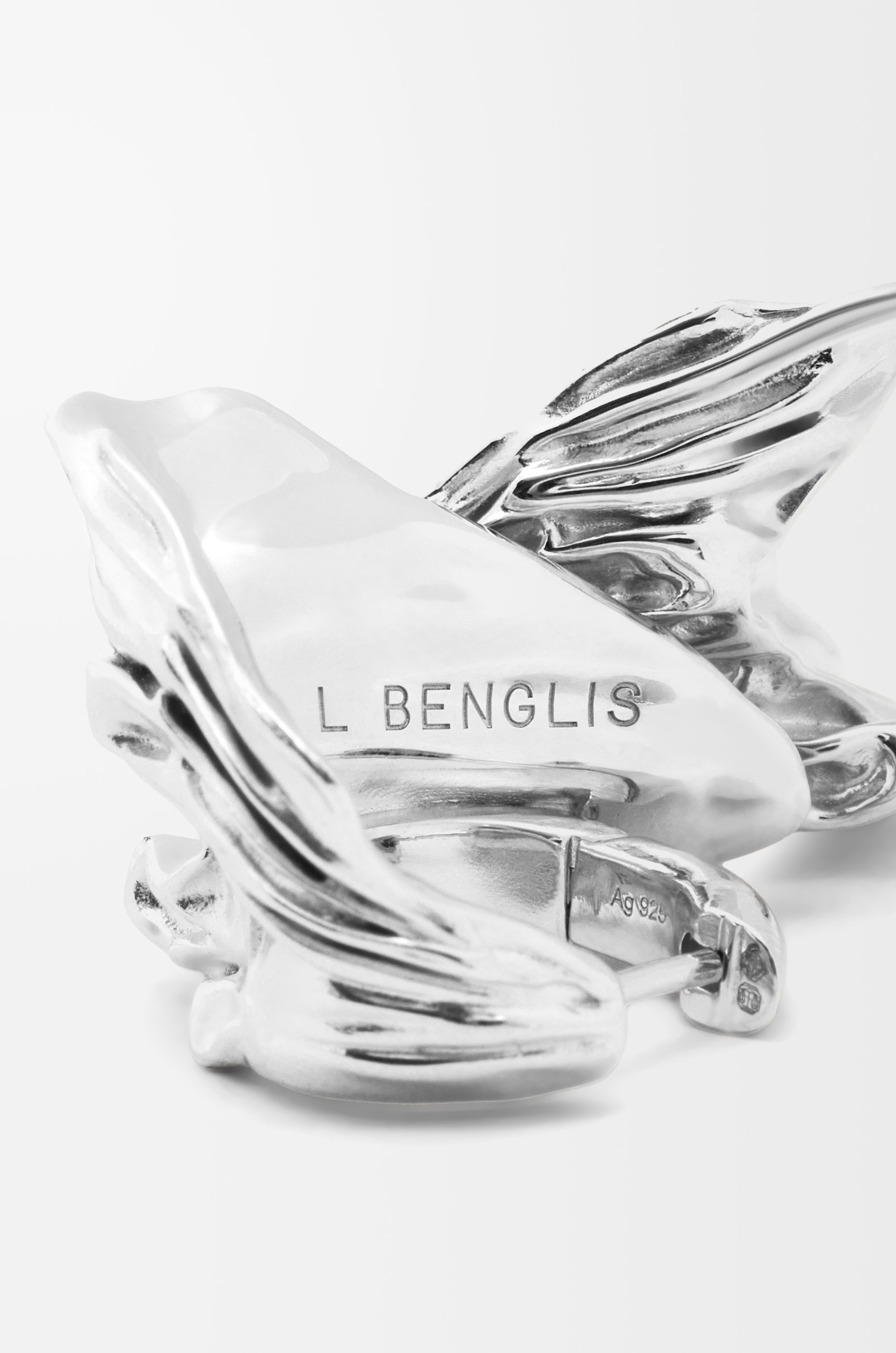Pleated Fan hoop earrings in sterling silver - 5