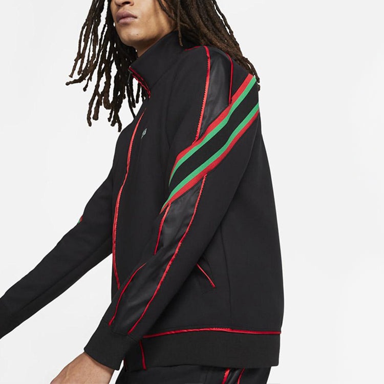 Men's Air Jordan why not? x FACETASM Crossover Stripe Printing Stand Collar Jacket Asia Edition Blac - 5