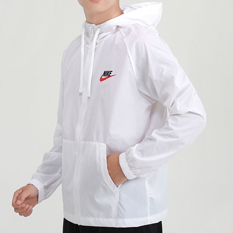 Nike Back Large Logo Woven Sports Hooded Jacket White CZ8677-100 - 5