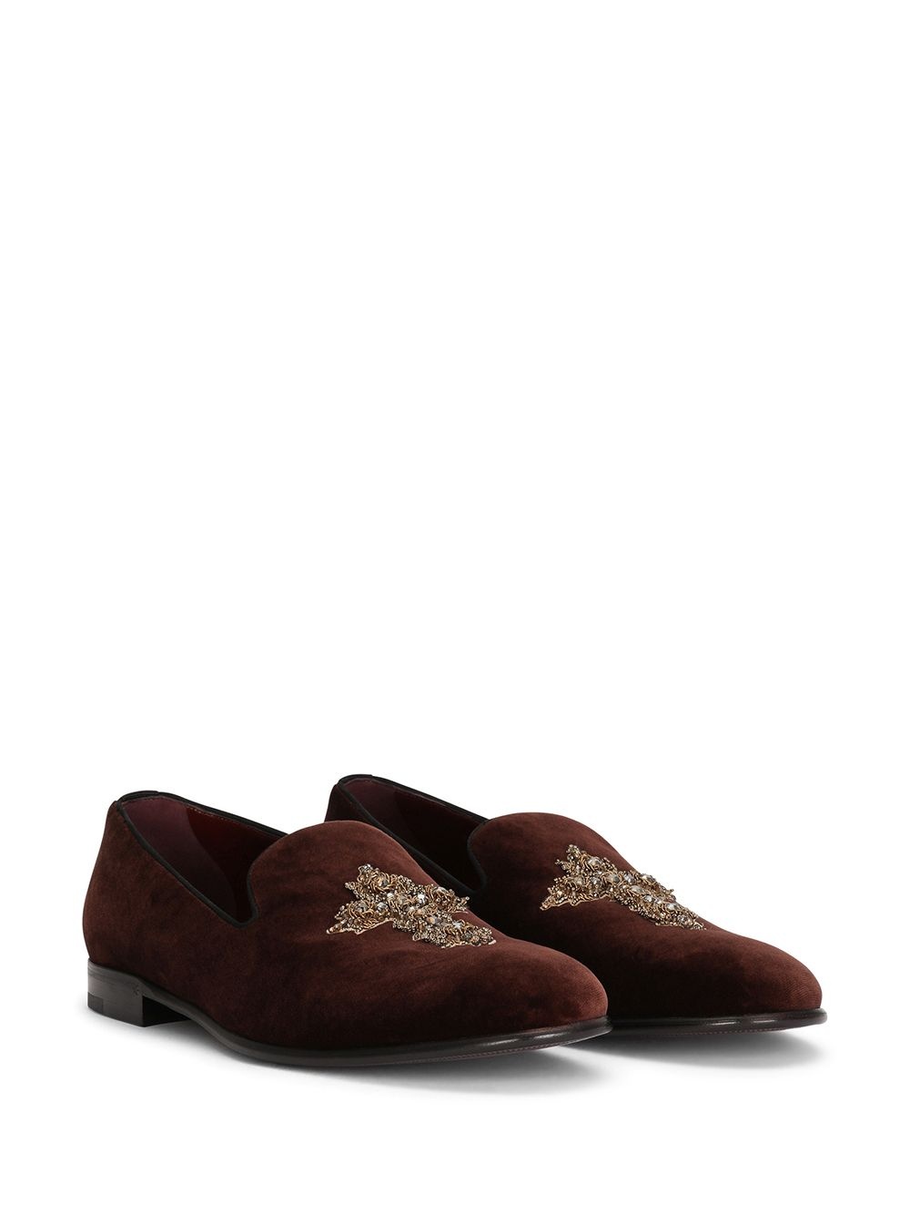 cross embellished velvet slippers - 2