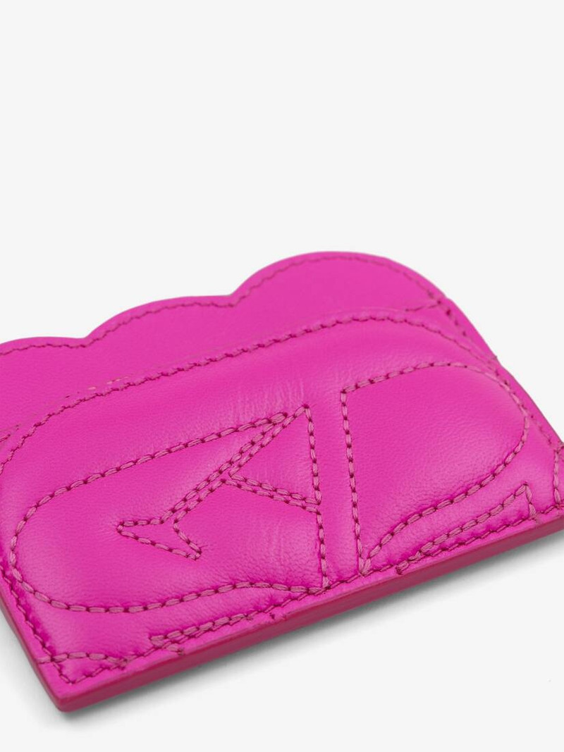 Alexander McQueen Women's Seal Logo Card Holder in Fuchsia outlook