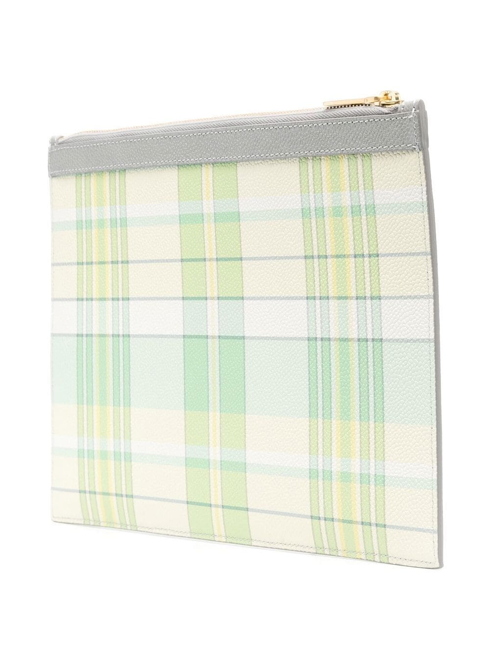 plaid-check print clutch bag - 3