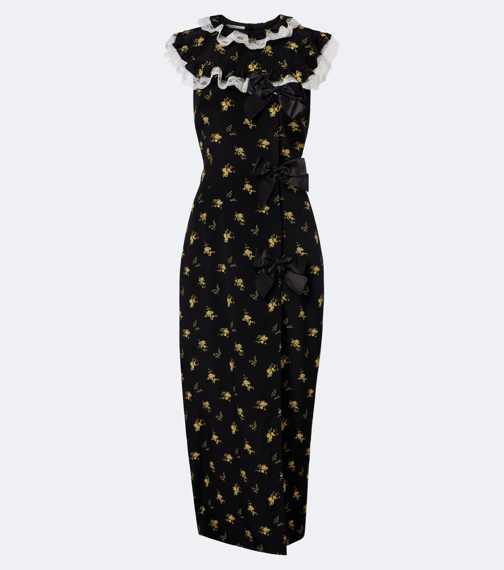 Bow-detail floral silk gown - 1