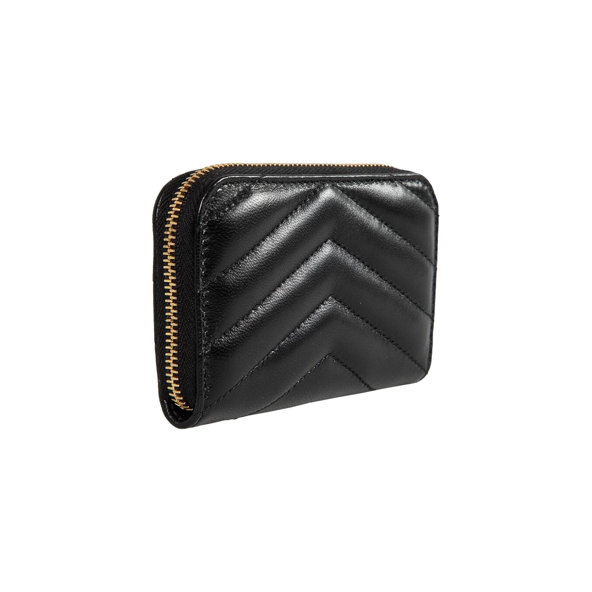 Saint Laurent Cassandre Matelassé Coin Card Wallet 'Black' - 2