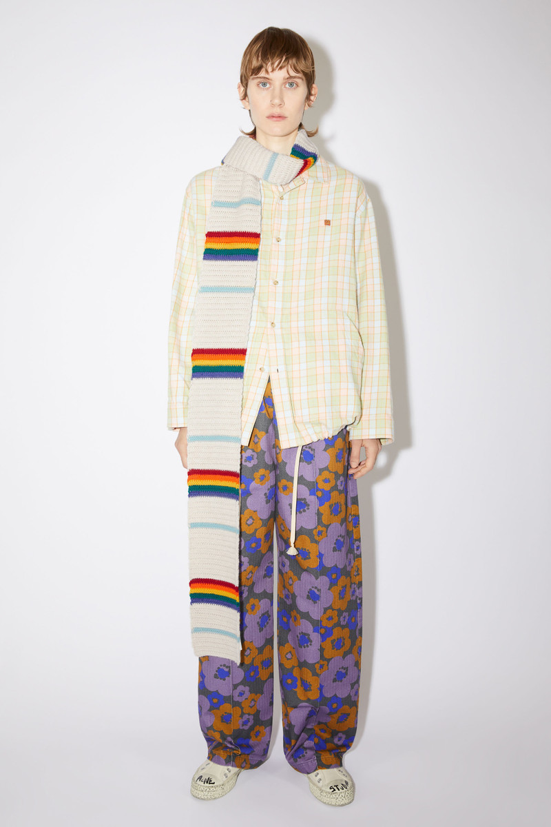 Acne Studios Rainbow knitted long slim scarf - Cold purple/oatmeal melange outlook