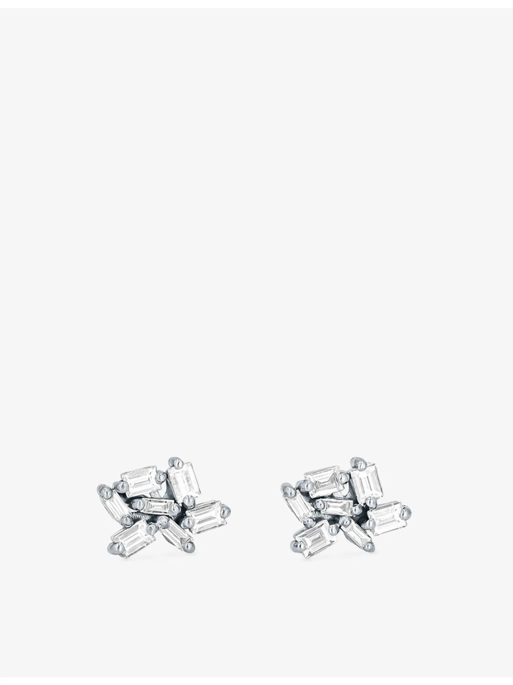 Fireworks 18ct white-gold and 0.35ct baguette-cut diamond earrings - 1