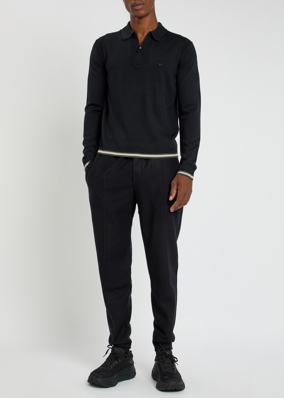 Emporio Armani Half-zip Wool-blend Polo Shirt - 4