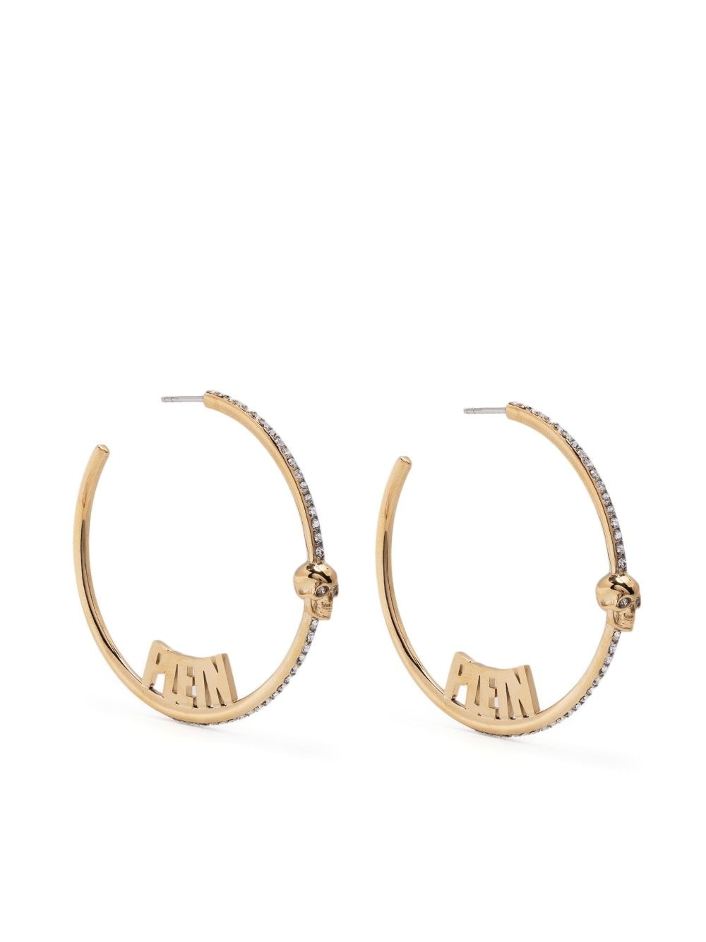 logo-lettering hoop earrings - 1