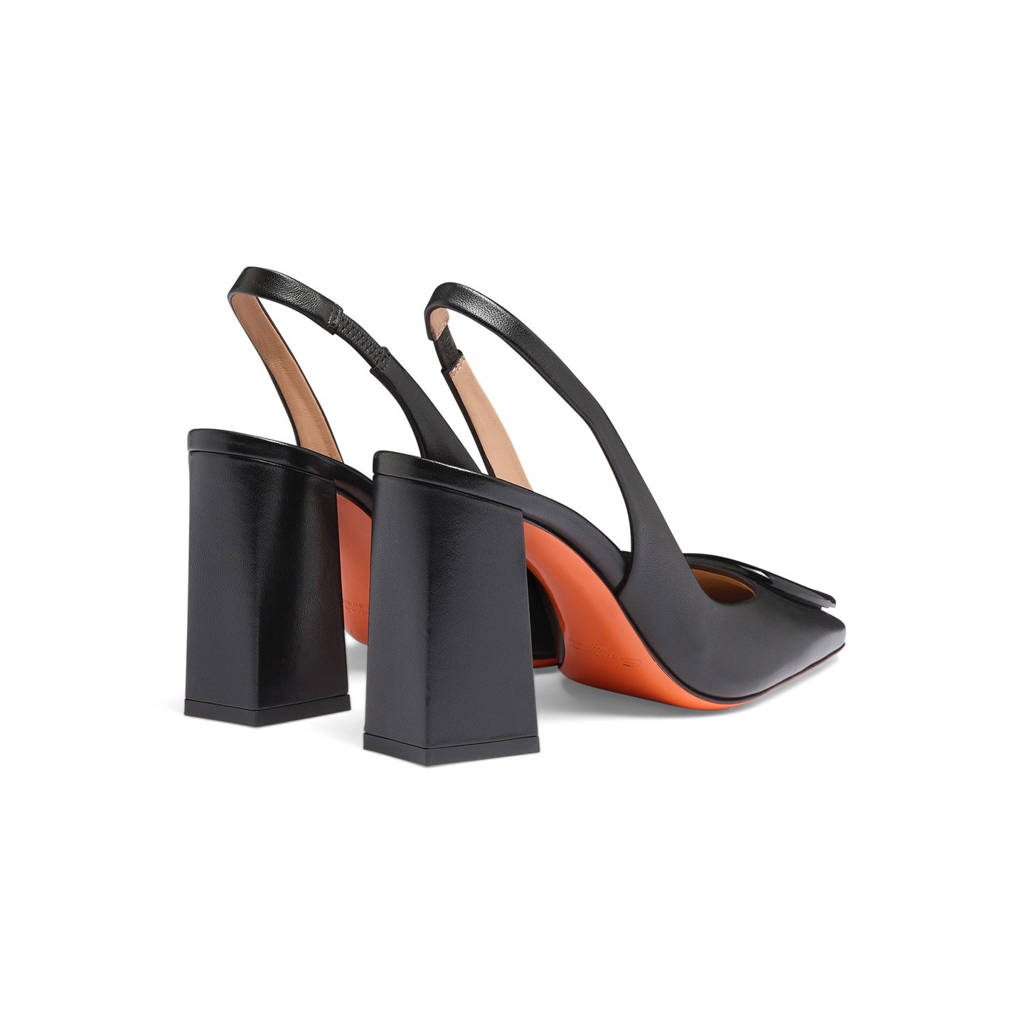 Women's black leather high-heel slingback - 4
