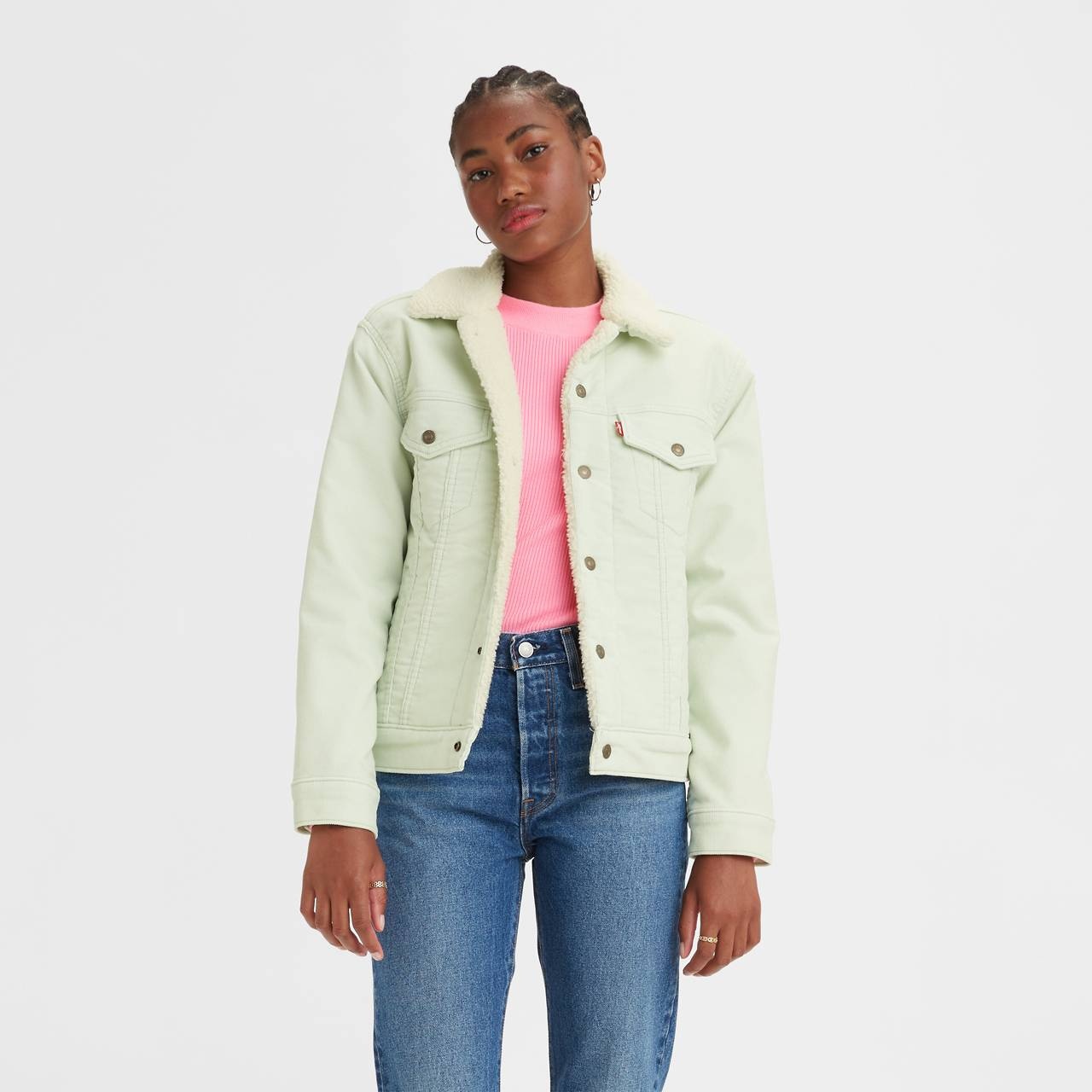 EX-BOYFRIEND CORDUROY SHERPA TRUCKER JACKET - 1