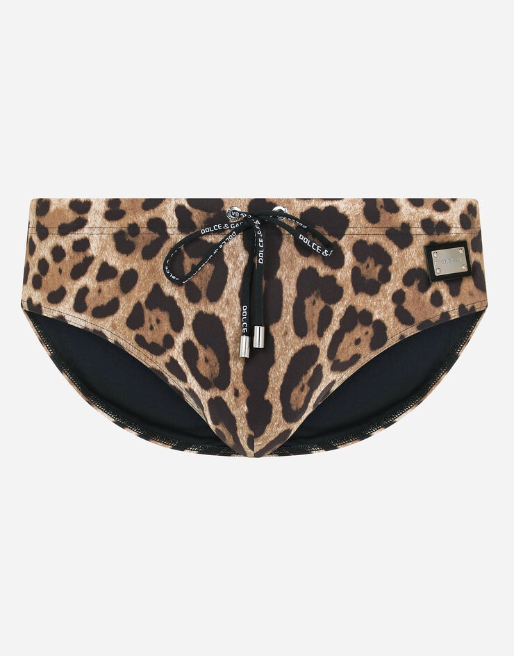 Leopard-print swim briefs - 1