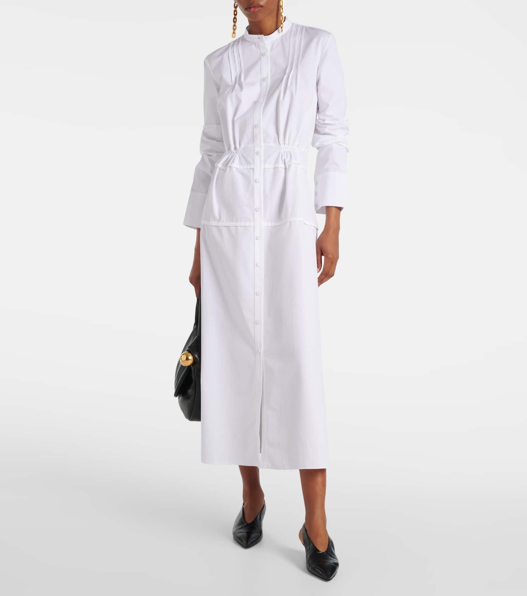 Pleated cotton shirt dress - 2