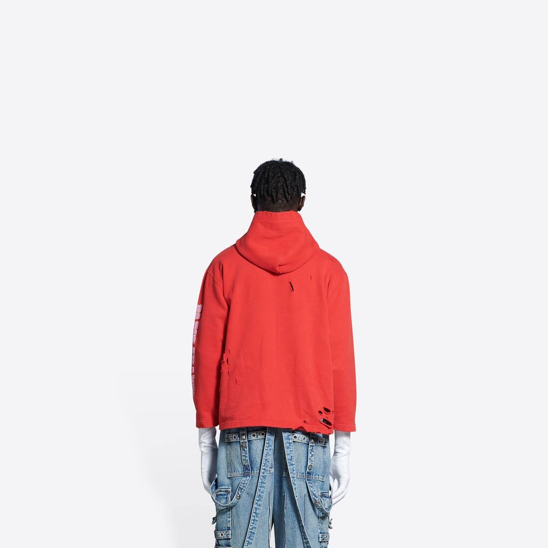 Women's Maison Balenciaga Cropped Hoodie in Red - 5