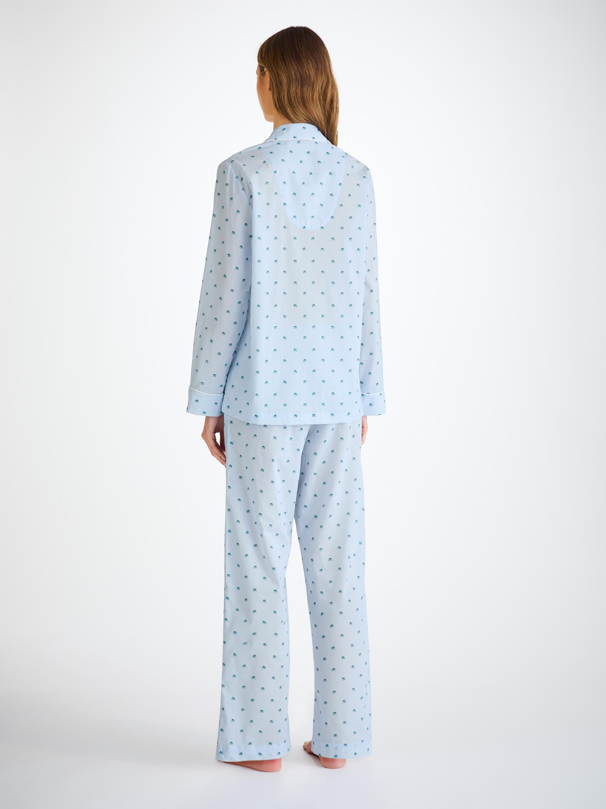 Women's Pajamas Cotton Batiste Blue Elephant Print - 5