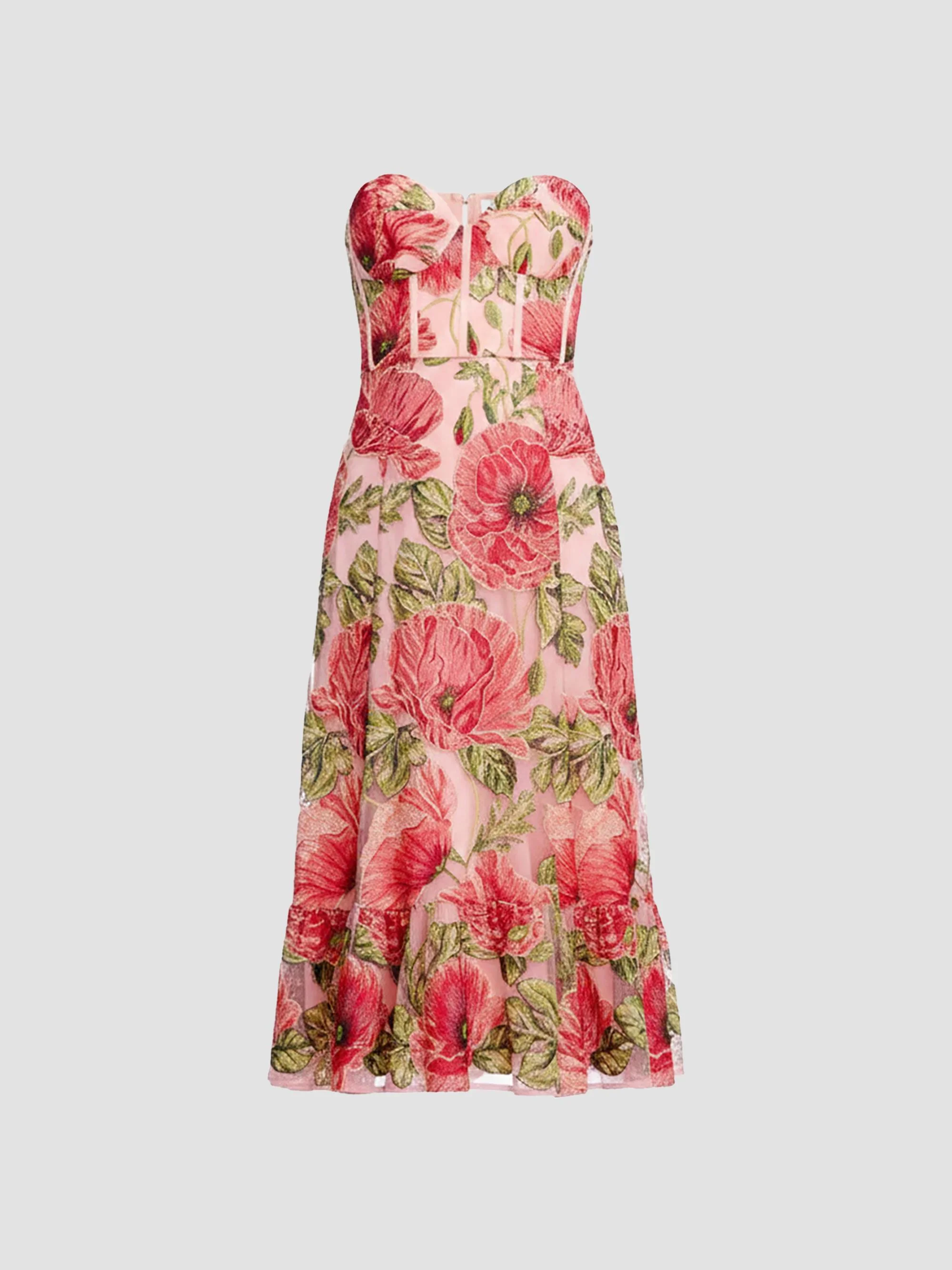 Women's Carina Floral Strapless Midi Dress - Peach Multi - 1