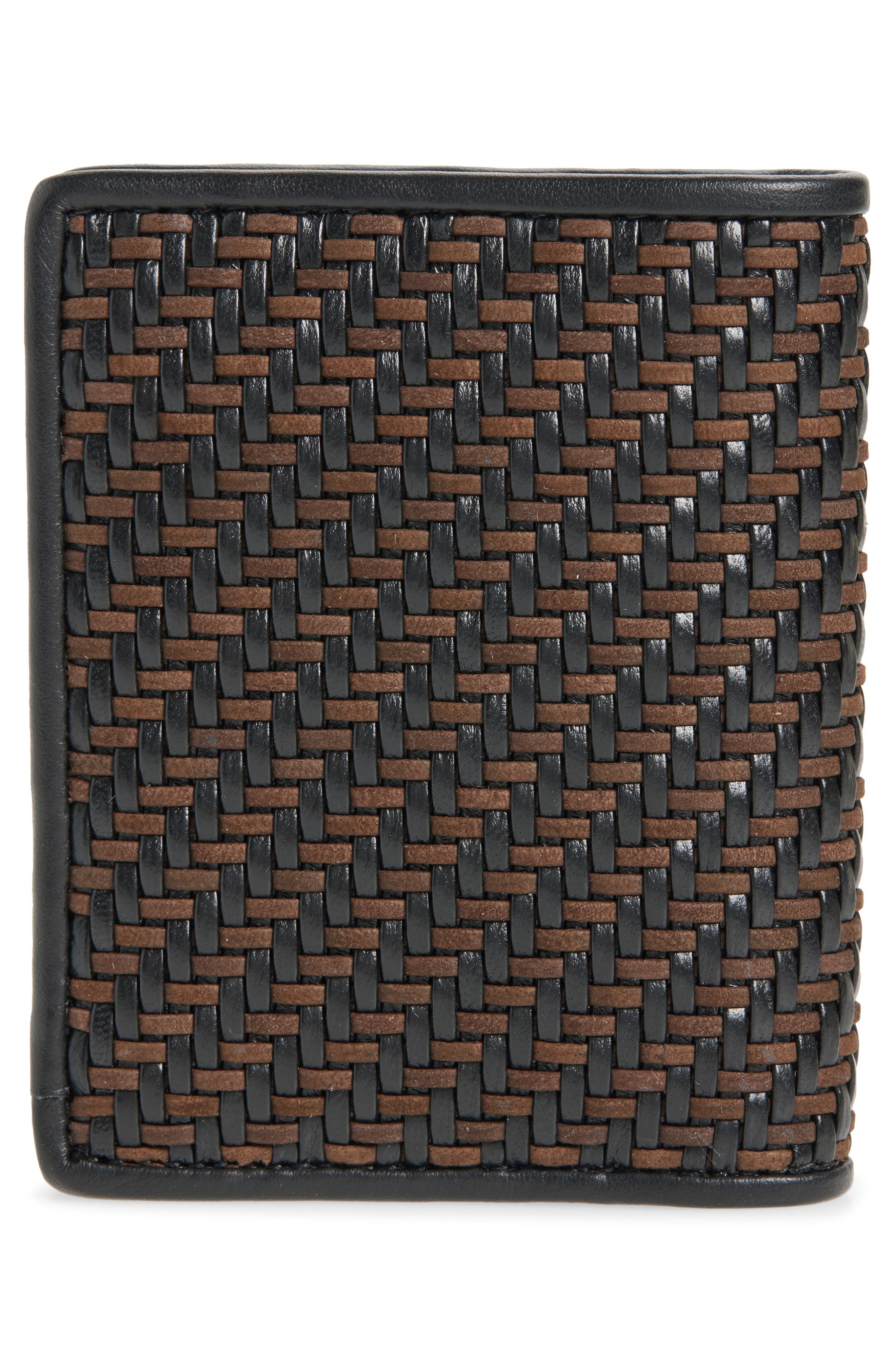 FERRAGAMO Gancio Woven Leather Bifold Card Holder in T.moro/Nero at Nordstrom - 4