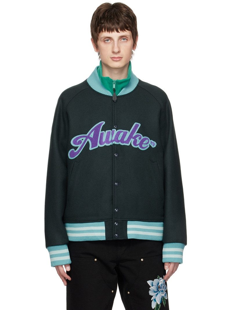 Gray Embroidered Bomber Jacket - 1
