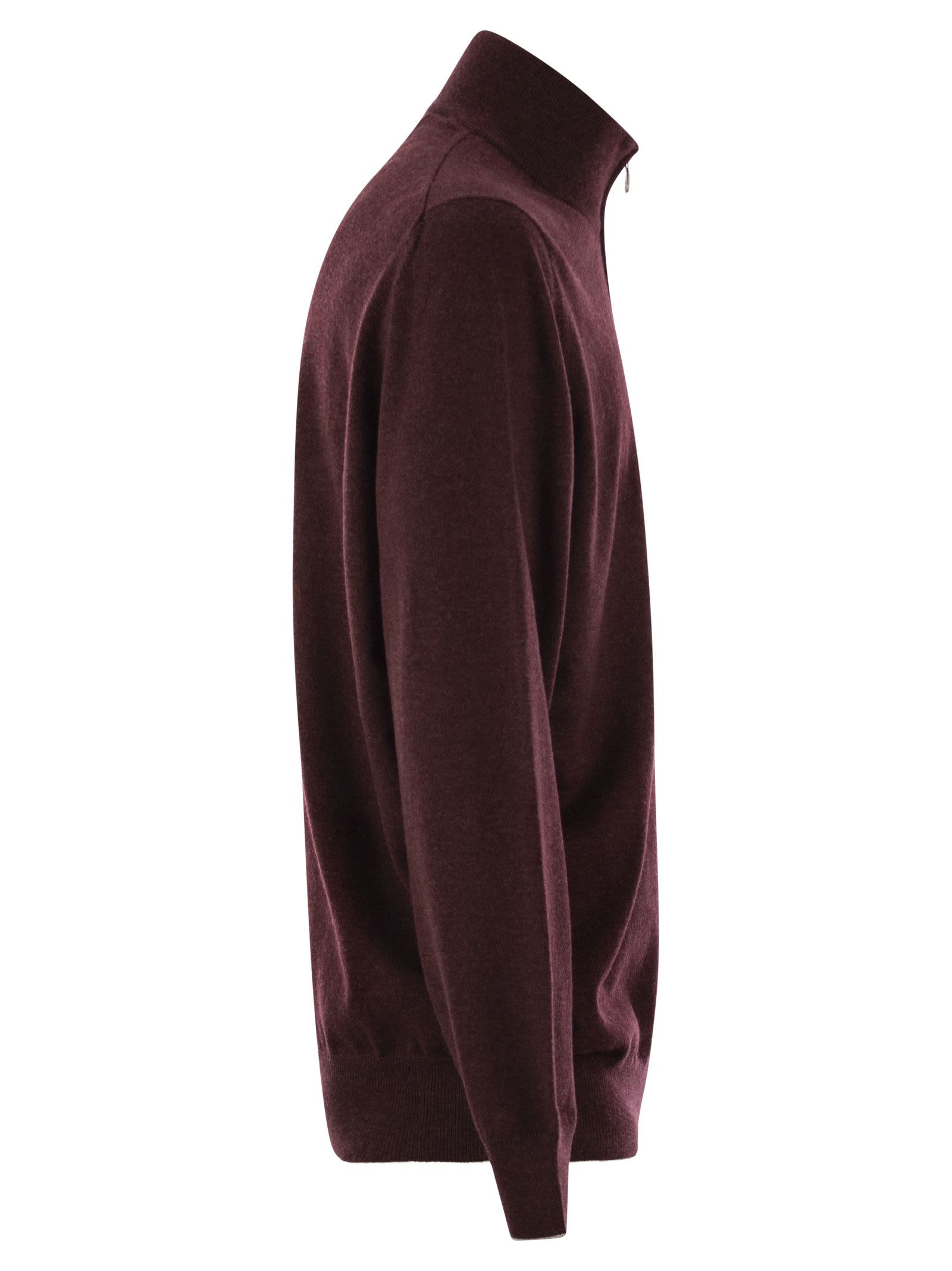 Brunello Cucinelli Men High-Necked Cashmere Sweater With Zip Opening - 3