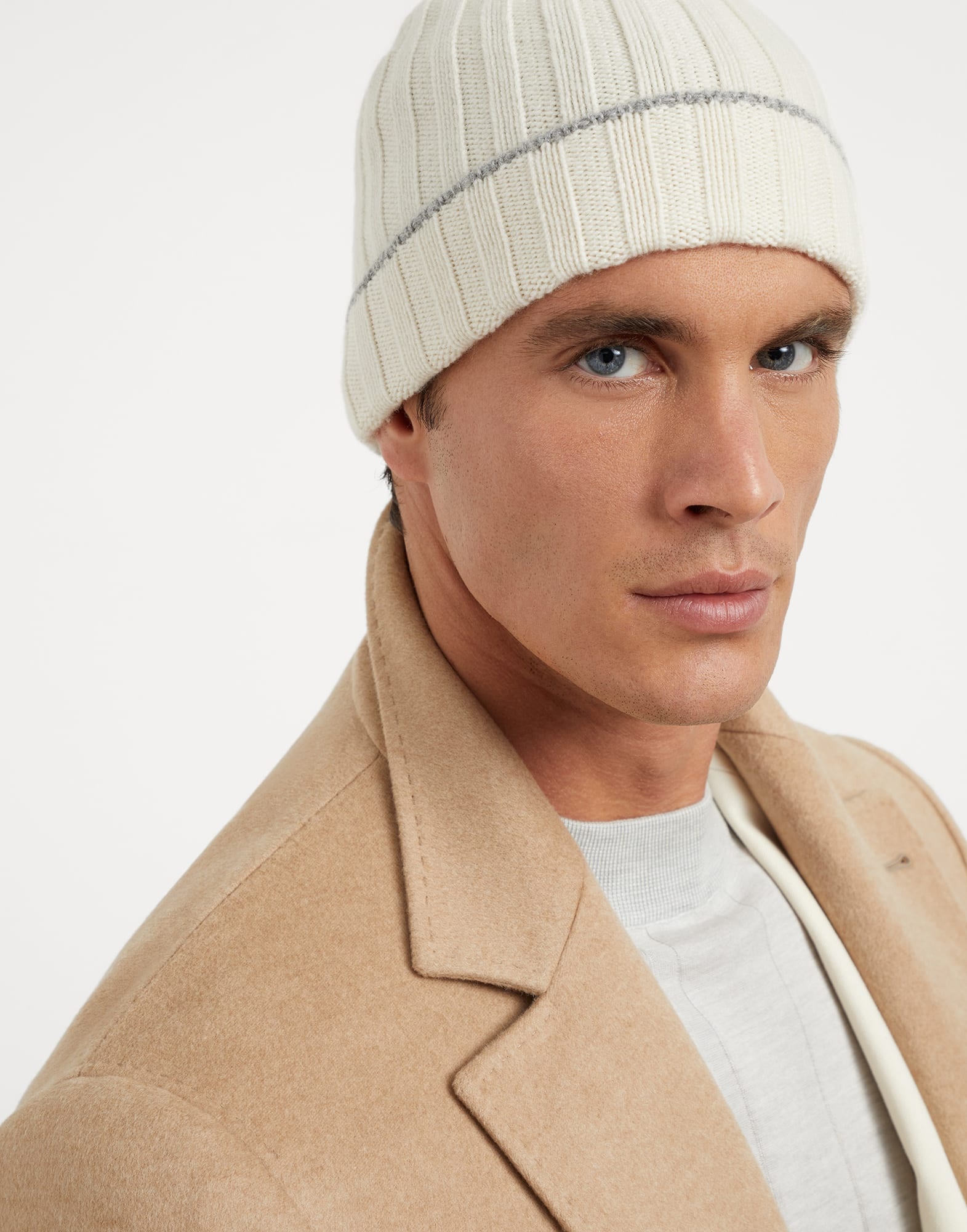 Cashmere rib knit beanie - 3