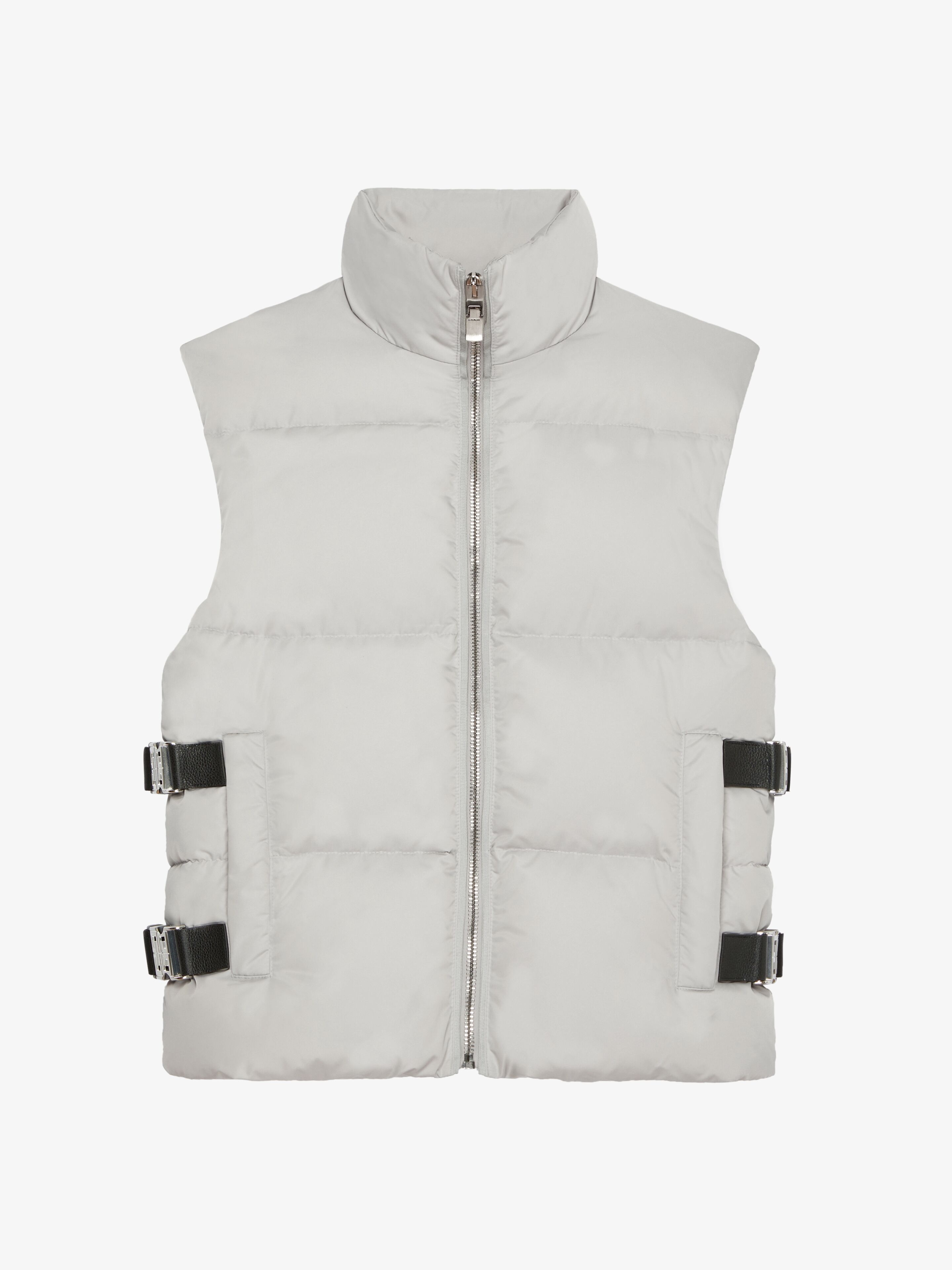 SLEEVELESS PUFFER JACKET WITH METALLIC DETAILS - 1