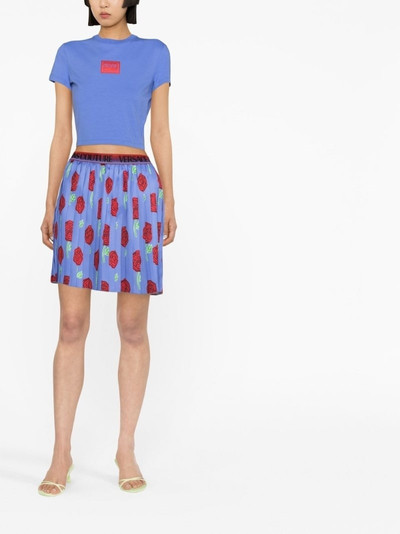 VERSACE JEANS COUTURE logo-waistband pleated miniskirt outlook