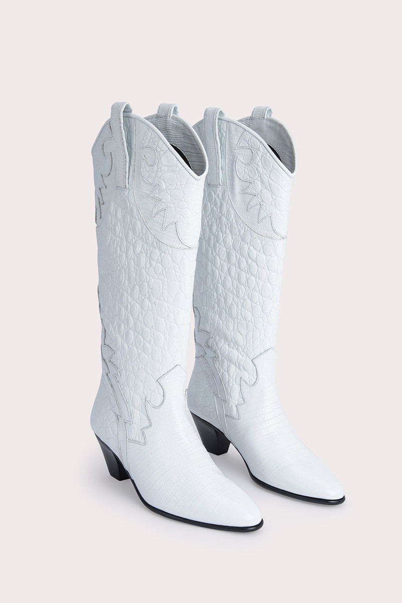 BY FAR Melvin Optic White Croco Lizard Leather outlook