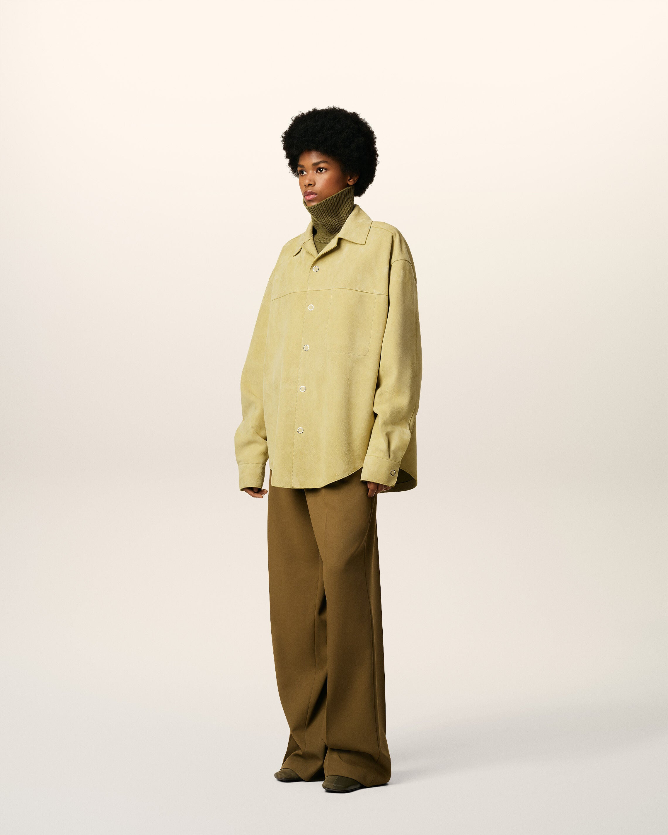 GREEN LEATHER OVERSHIRT - 6