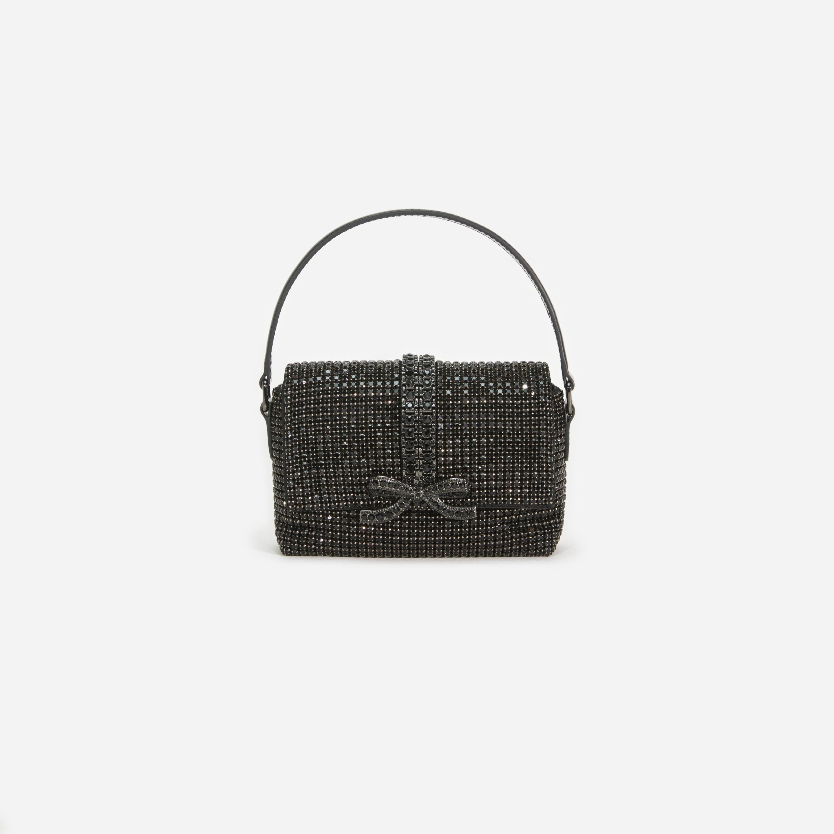 Black Rhinestone Chainmail Micro Bag - 1