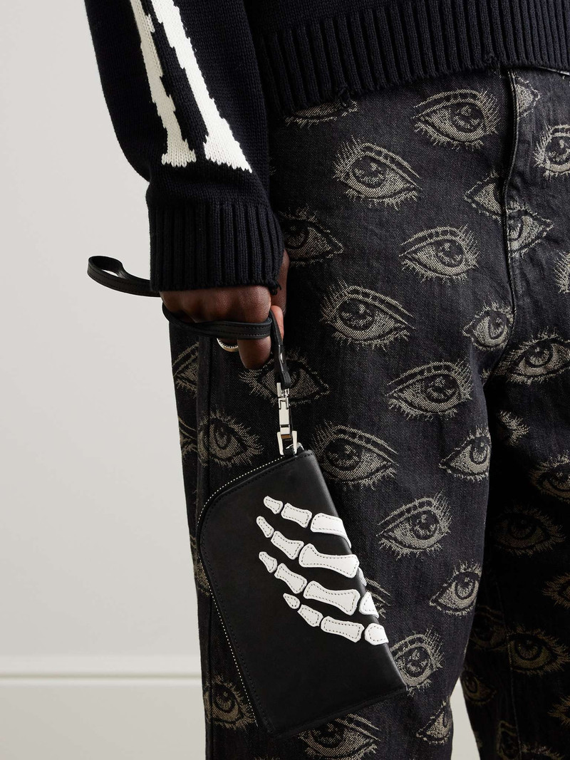 Kapital Thumbs-Up Appliquéd Leather Pouch outlook