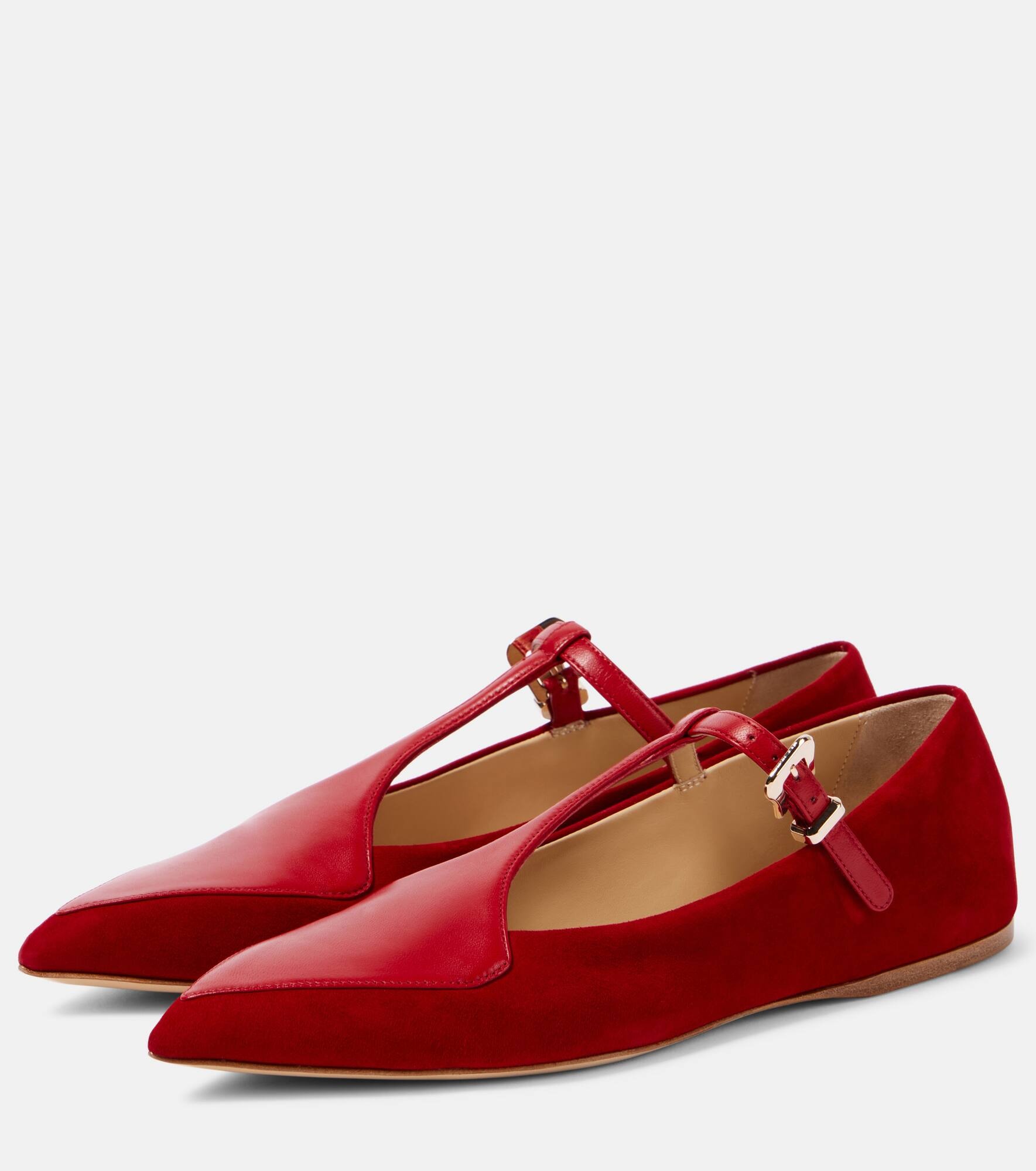 Liv leather and suede Mary Jane flats - 4