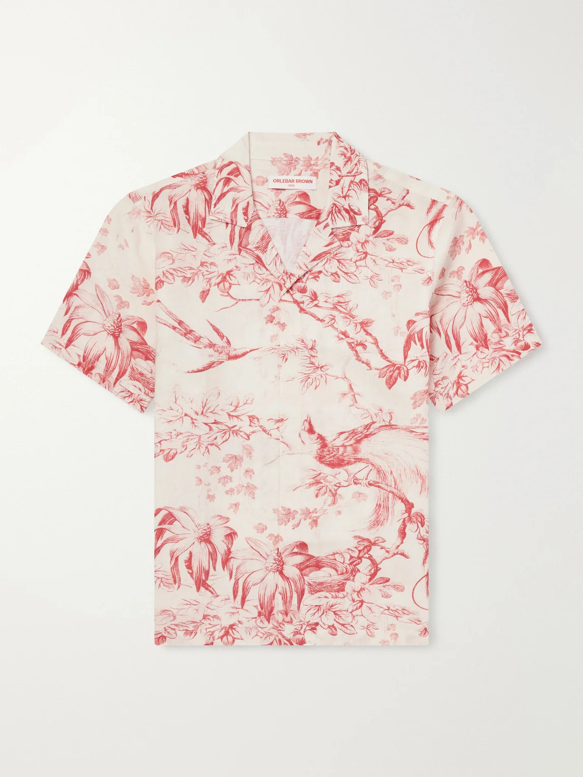 Maitan Camp-Collar Printed Linen Shirt - 1