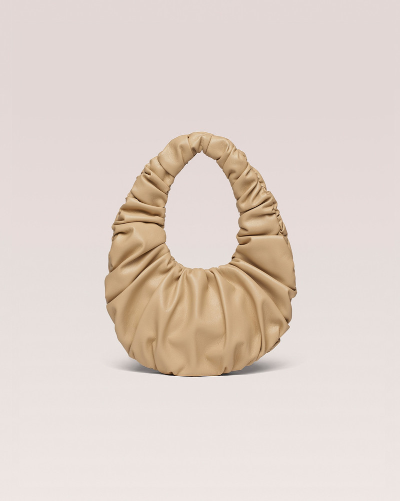 ANJA BAGUETTE MINI - OKOBOR™ alt-leather ruched bag - Almond 1