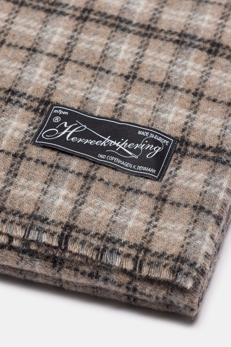 mfpen Wool Scarf in Brown Double Faced Check outlook