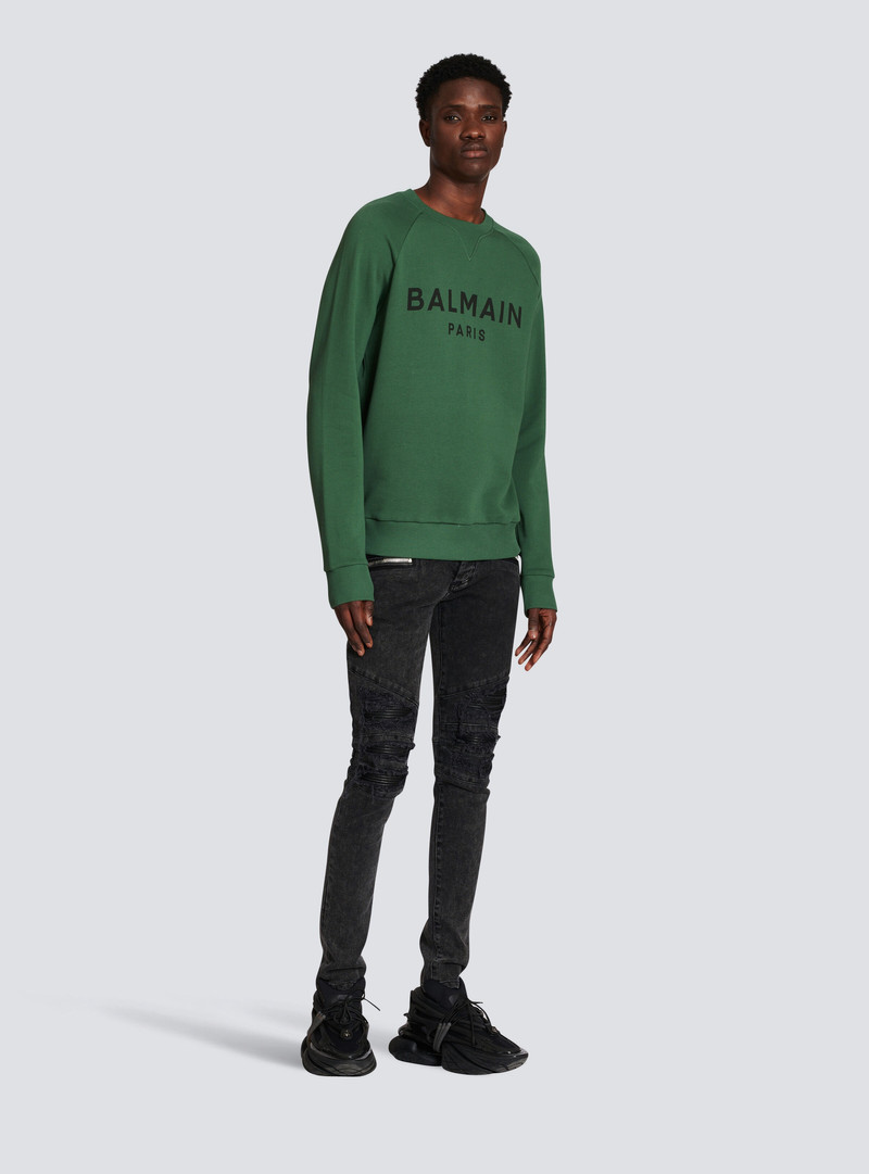 Balmain Eco-designed cotton sweatshirt with Balmain Paris metallic logo print outlook