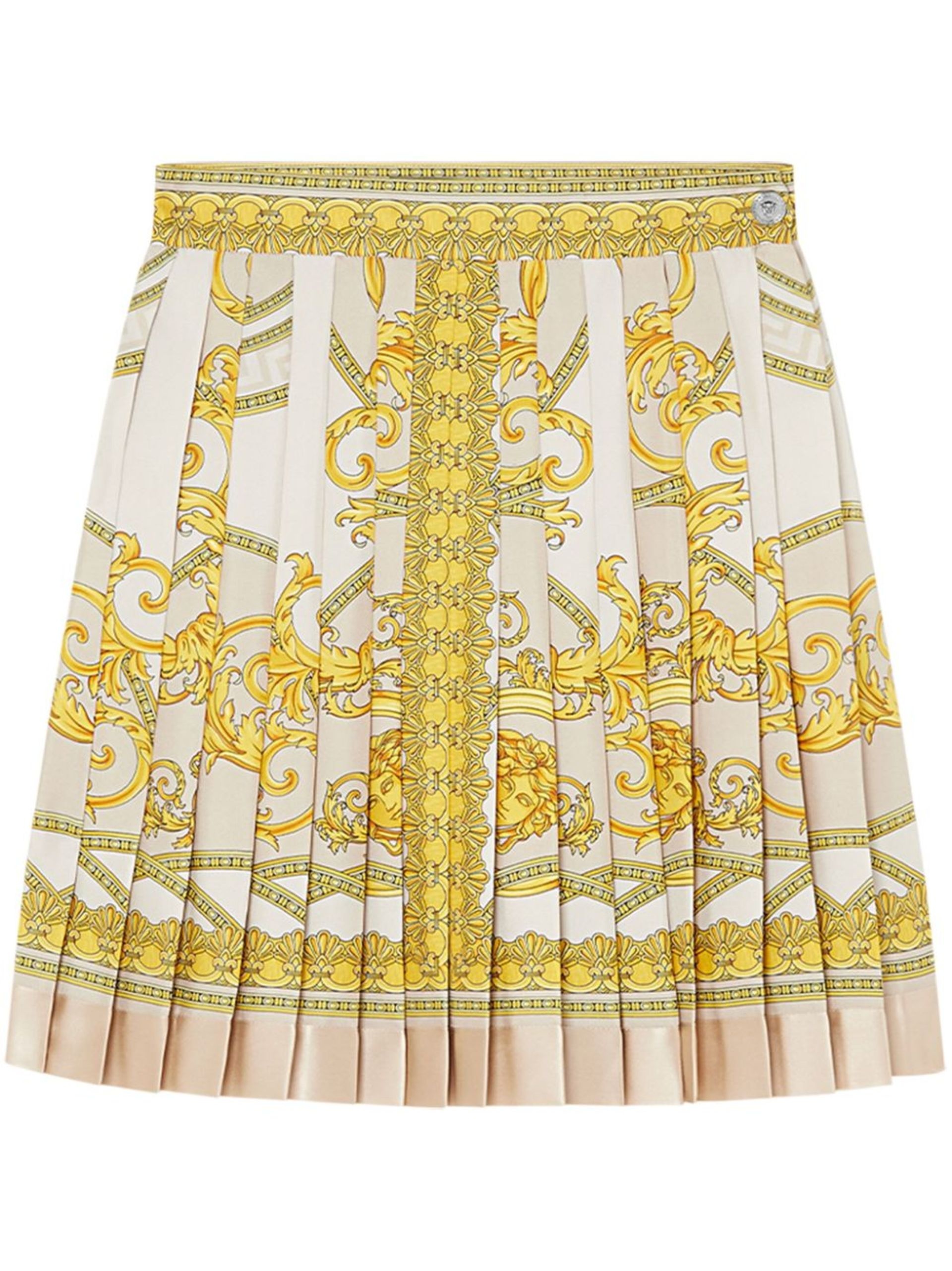 Gold-Tone La Coupe des Dieux Silk Pleated Skirt - 1