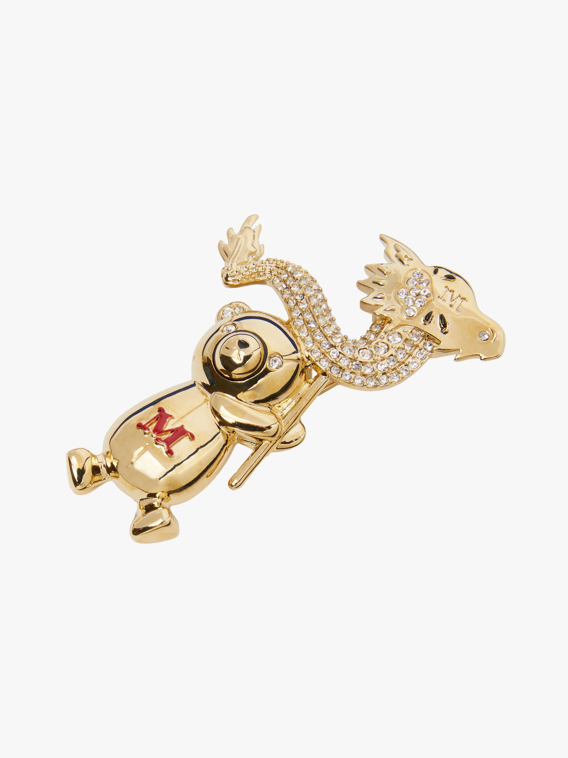 Metal teddy bear brooch with dragon - 3