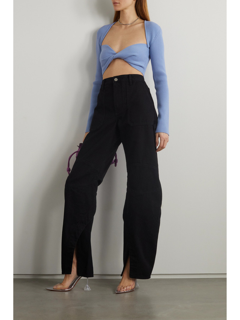 GAUGE81 Lifa Cropped Twisted Ribbed Merino Wool-blend Top outlook