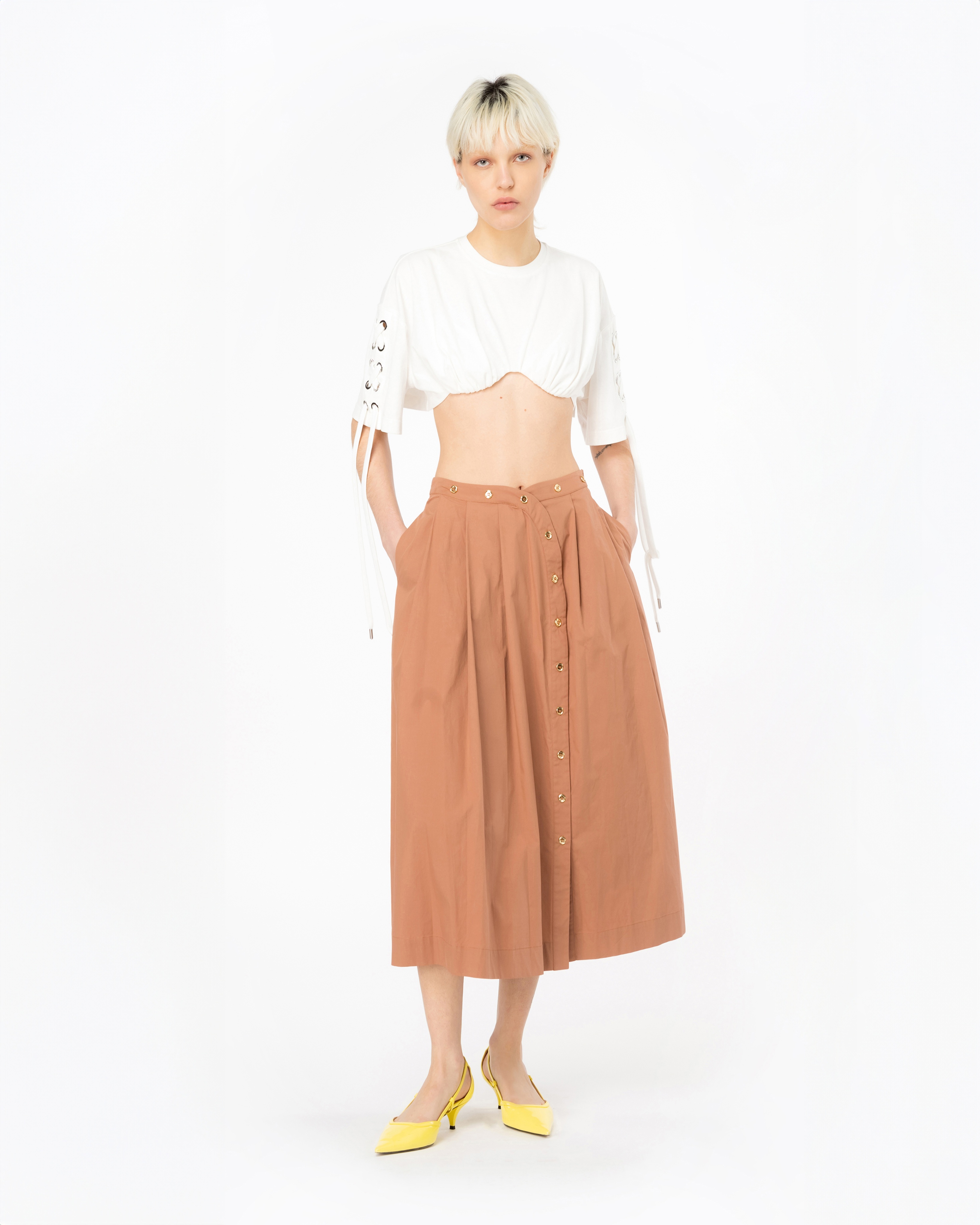 POPLIN SKIRT WITH METAL BUTTONS - 2