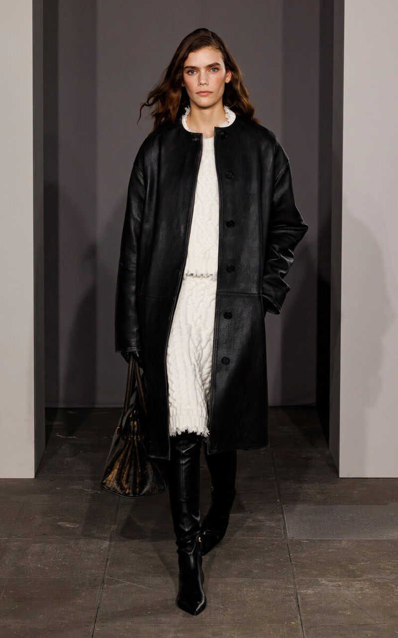 SIMKHAI Autumn Lambskin Long Jacket black outlook