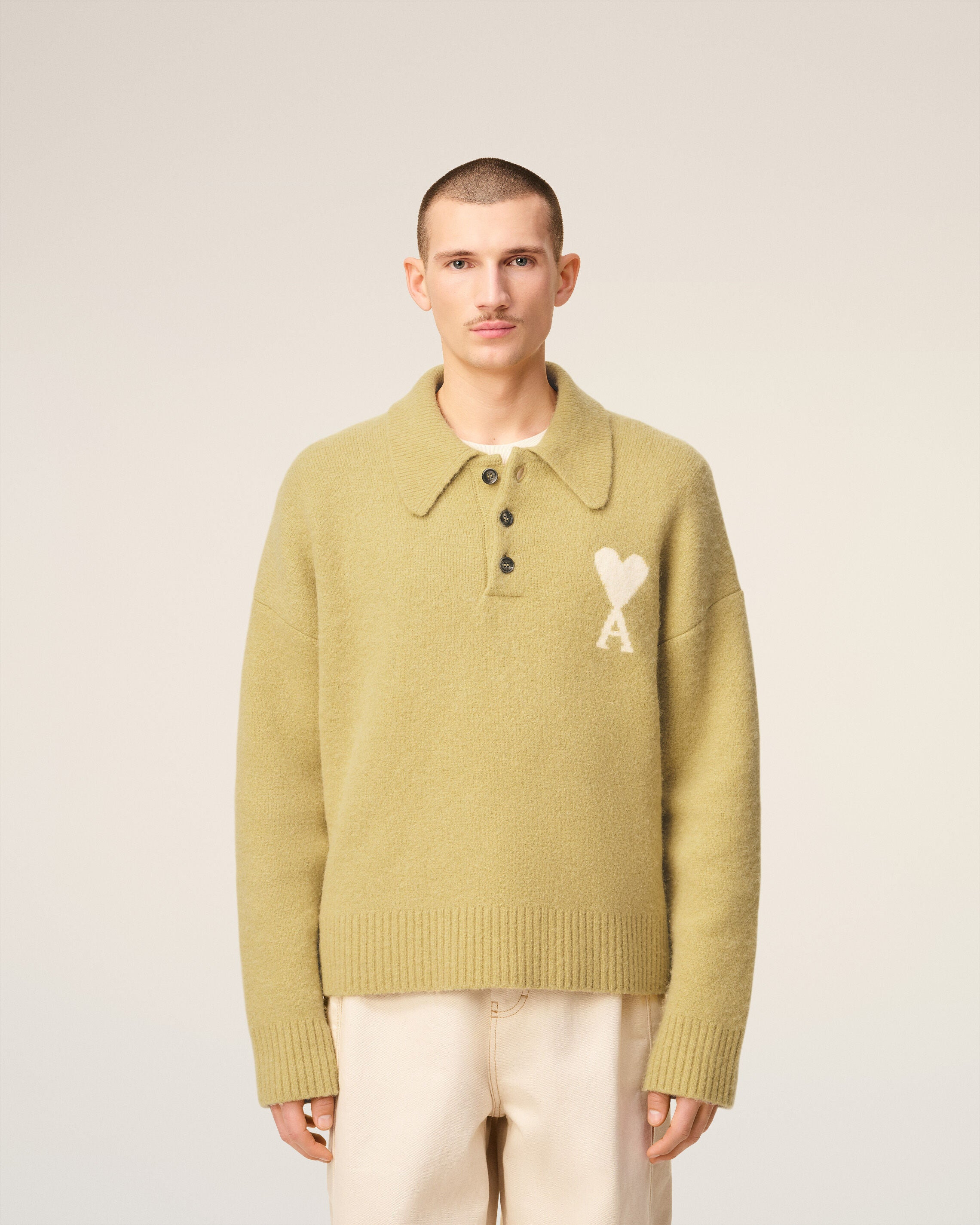 YELLOW ALPACA LONG  SLEEVES AMI DE COEUR POLO - 3