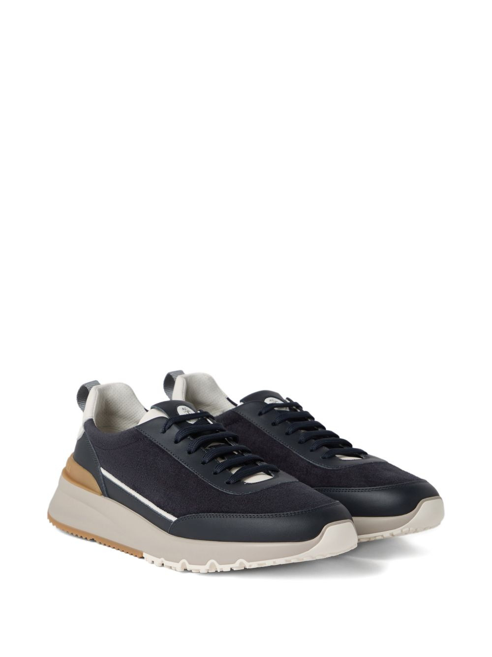 lace-up suede sneakers - 3