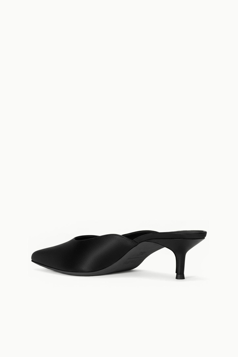 STAUD STAUD SEBASTIAN KITTEN HEEL MULE BLACK SATIN outlook