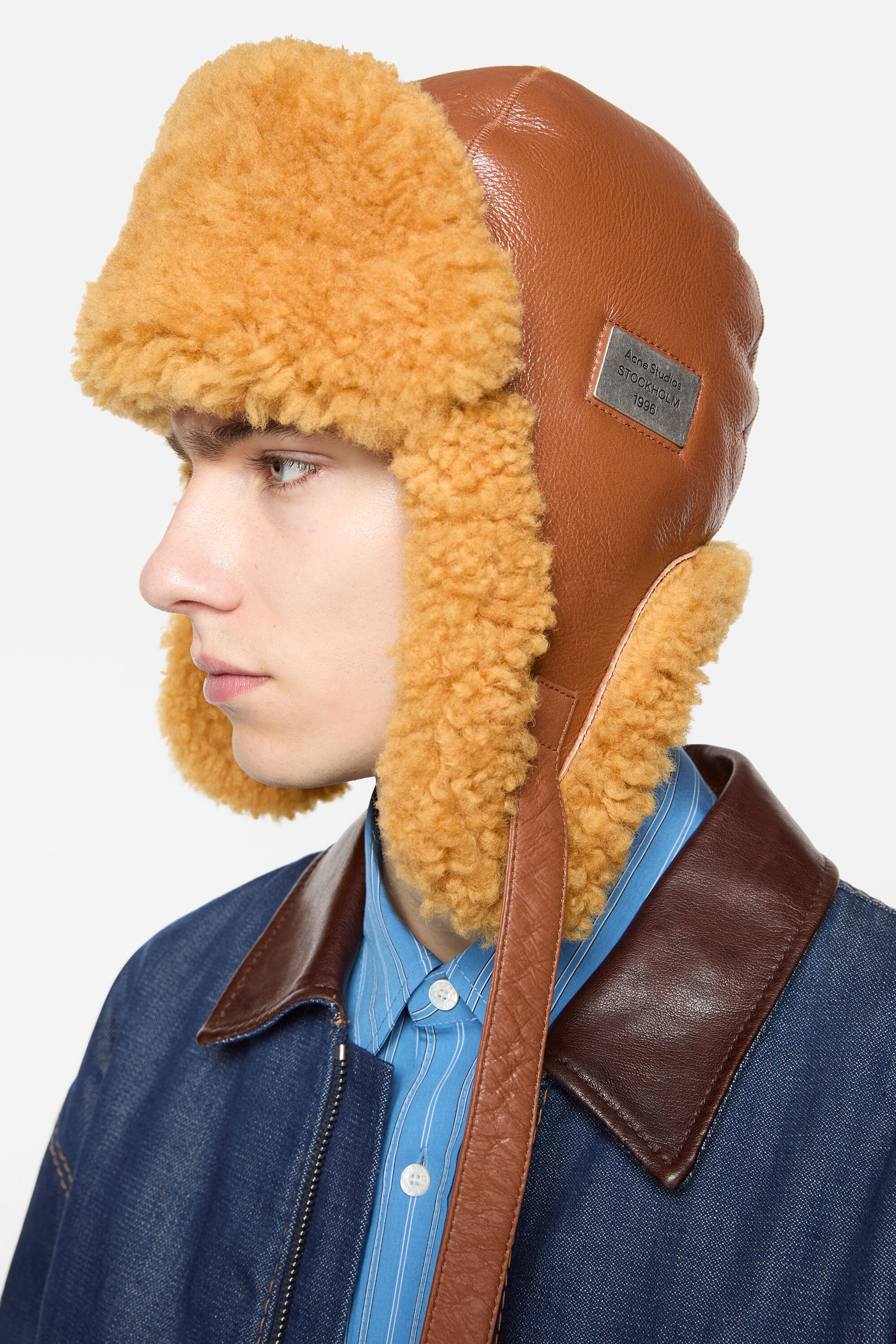Shearling hat - Rust brown - 3