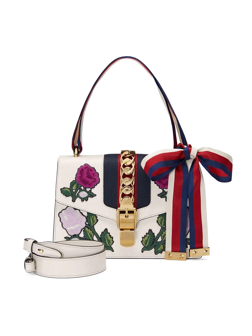 White Embroidered Sylvie Small shoulder bag - 9