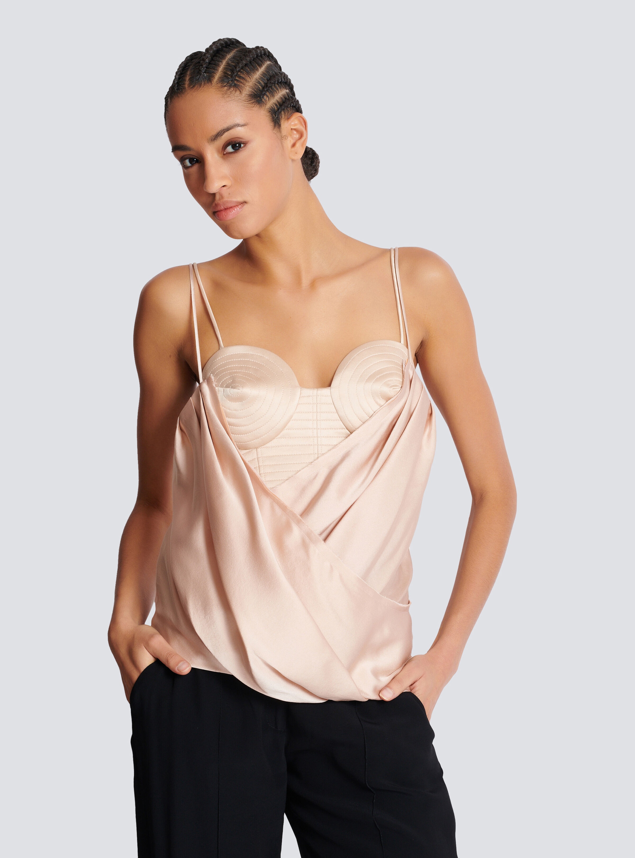 Strappy satin bustier top - 6